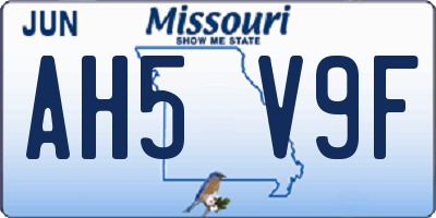 MO license plate AH5V9F