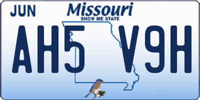MO license plate AH5V9H