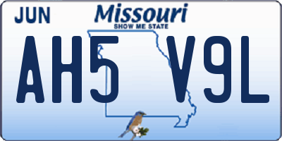 MO license plate AH5V9L