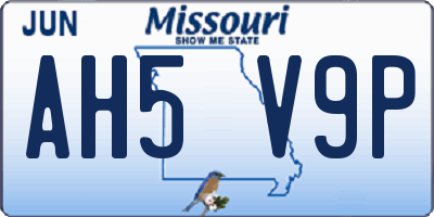 MO license plate AH5V9P