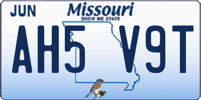 MO license plate AH5V9T
