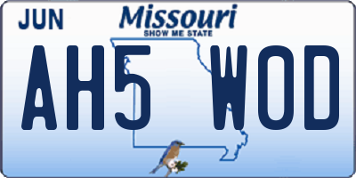 MO license plate AH5W0D