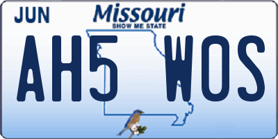 MO license plate AH5W0S