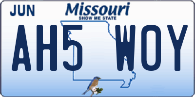 MO license plate AH5W0Y