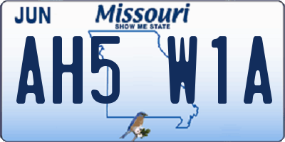 MO license plate AH5W1A