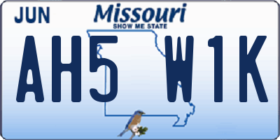 MO license plate AH5W1K