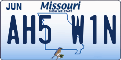 MO license plate AH5W1N