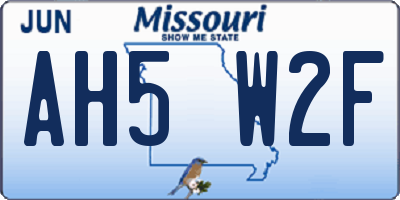 MO license plate AH5W2F