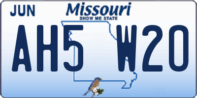 MO license plate AH5W2O