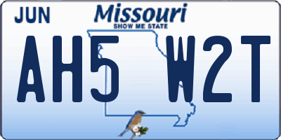 MO license plate AH5W2T