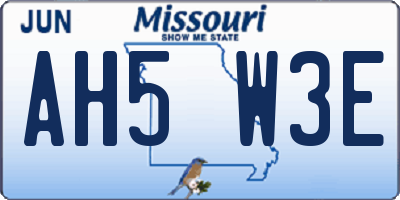 MO license plate AH5W3E