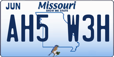MO license plate AH5W3H