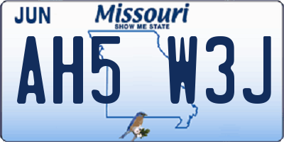MO license plate AH5W3J