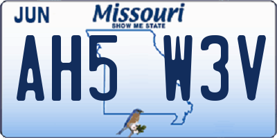 MO license plate AH5W3V