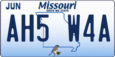 MO license plate AH5W4A