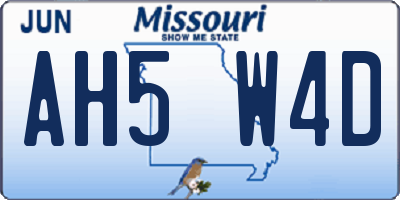 MO license plate AH5W4D