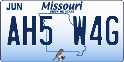 MO license plate AH5W4G