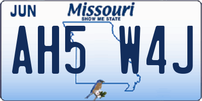 MO license plate AH5W4J