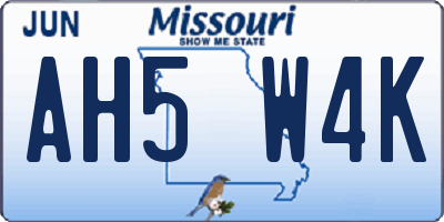MO license plate AH5W4K