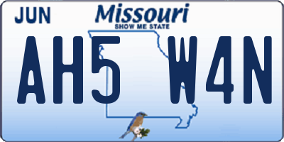 MO license plate AH5W4N