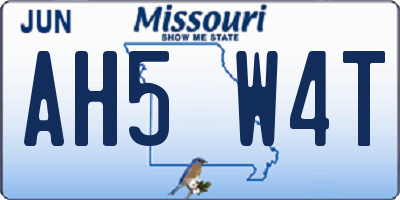 MO license plate AH5W4T
