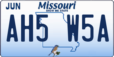 MO license plate AH5W5A
