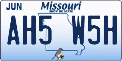 MO license plate AH5W5H