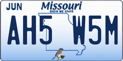 MO license plate AH5W5M
