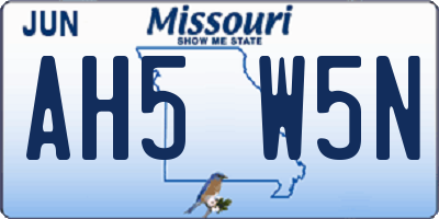 MO license plate AH5W5N