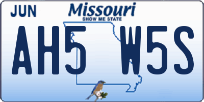 MO license plate AH5W5S