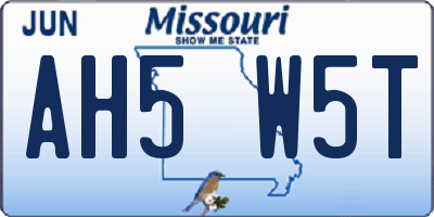 MO license plate AH5W5T