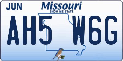 MO license plate AH5W6G