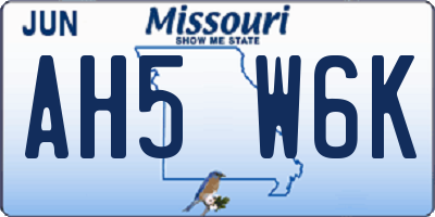 MO license plate AH5W6K