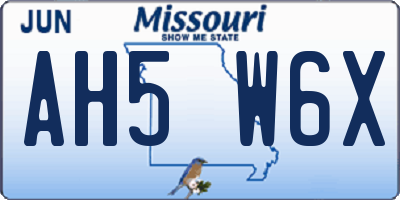 MO license plate AH5W6X