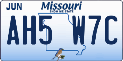 MO license plate AH5W7C