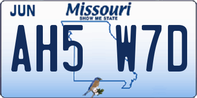 MO license plate AH5W7D