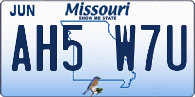 MO license plate AH5W7U