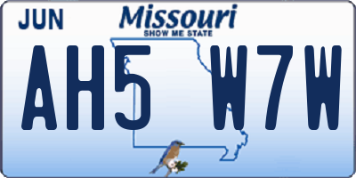 MO license plate AH5W7W