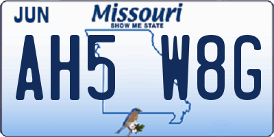 MO license plate AH5W8G