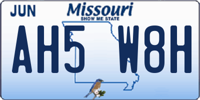 MO license plate AH5W8H