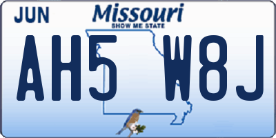 MO license plate AH5W8J