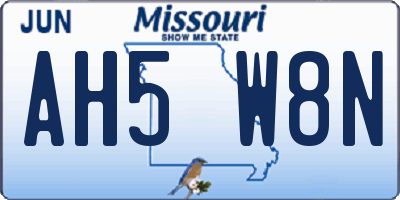 MO license plate AH5W8N