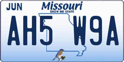 MO license plate AH5W9A