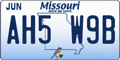 MO license plate AH5W9B