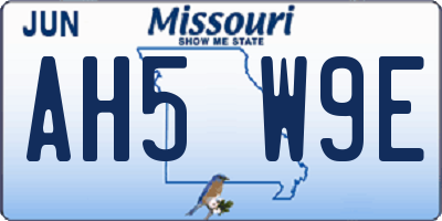 MO license plate AH5W9E