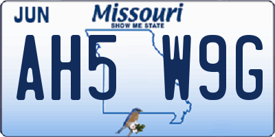 MO license plate AH5W9G