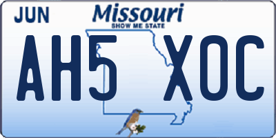 MO license plate AH5X0C