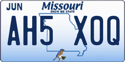 MO license plate AH5X0Q