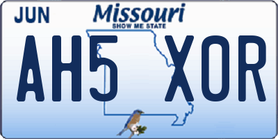 MO license plate AH5X0R