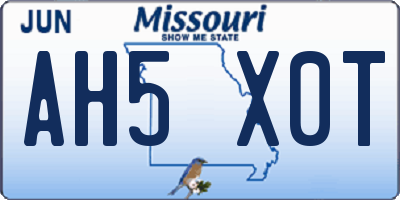 MO license plate AH5X0T